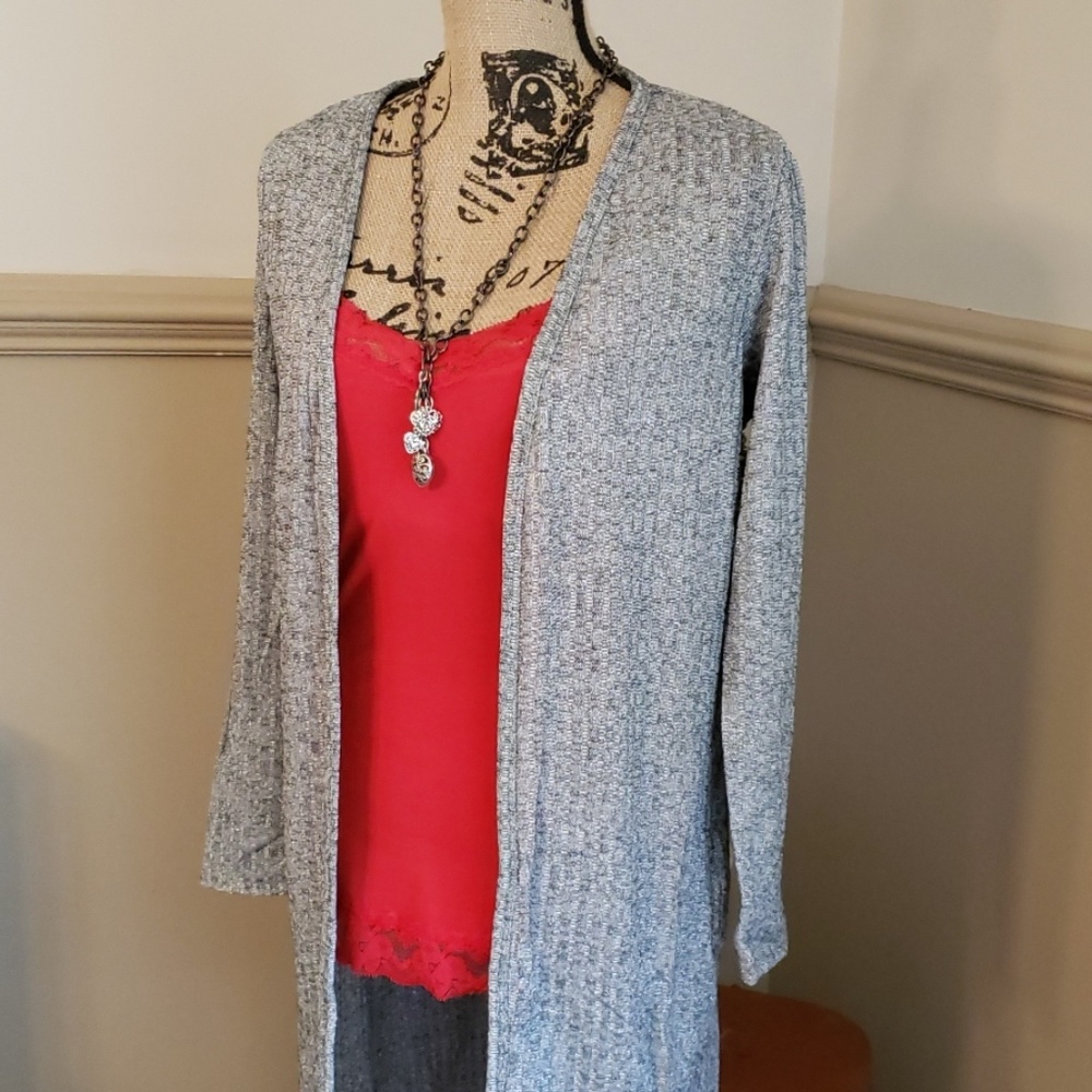1 sm left - Ribbed Shimmer Cardigan - Picture 2 of 6